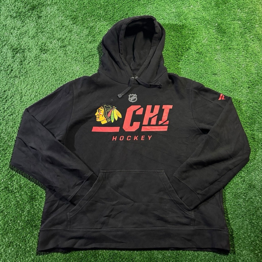 Fanatics Chicago Blackhawks NHL Hoodie Mens Large Black CHI Hockey Pullover